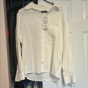 Zara White Casual Button Down Shirt